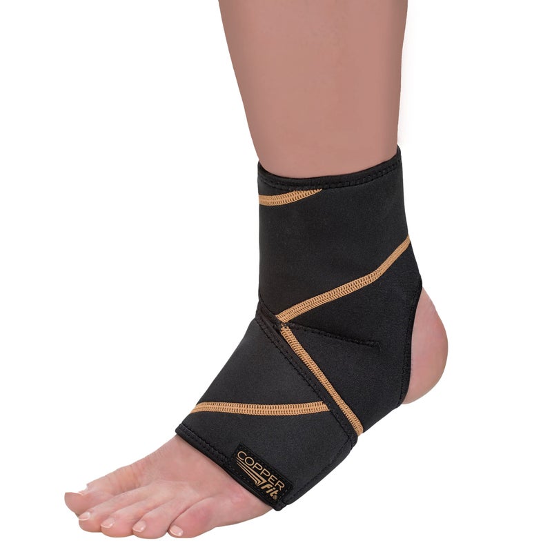 Copper Fit Rapid Relief HotCold Ankle Foot Wrap with Hot Cold Pack Black One Size Fits Most